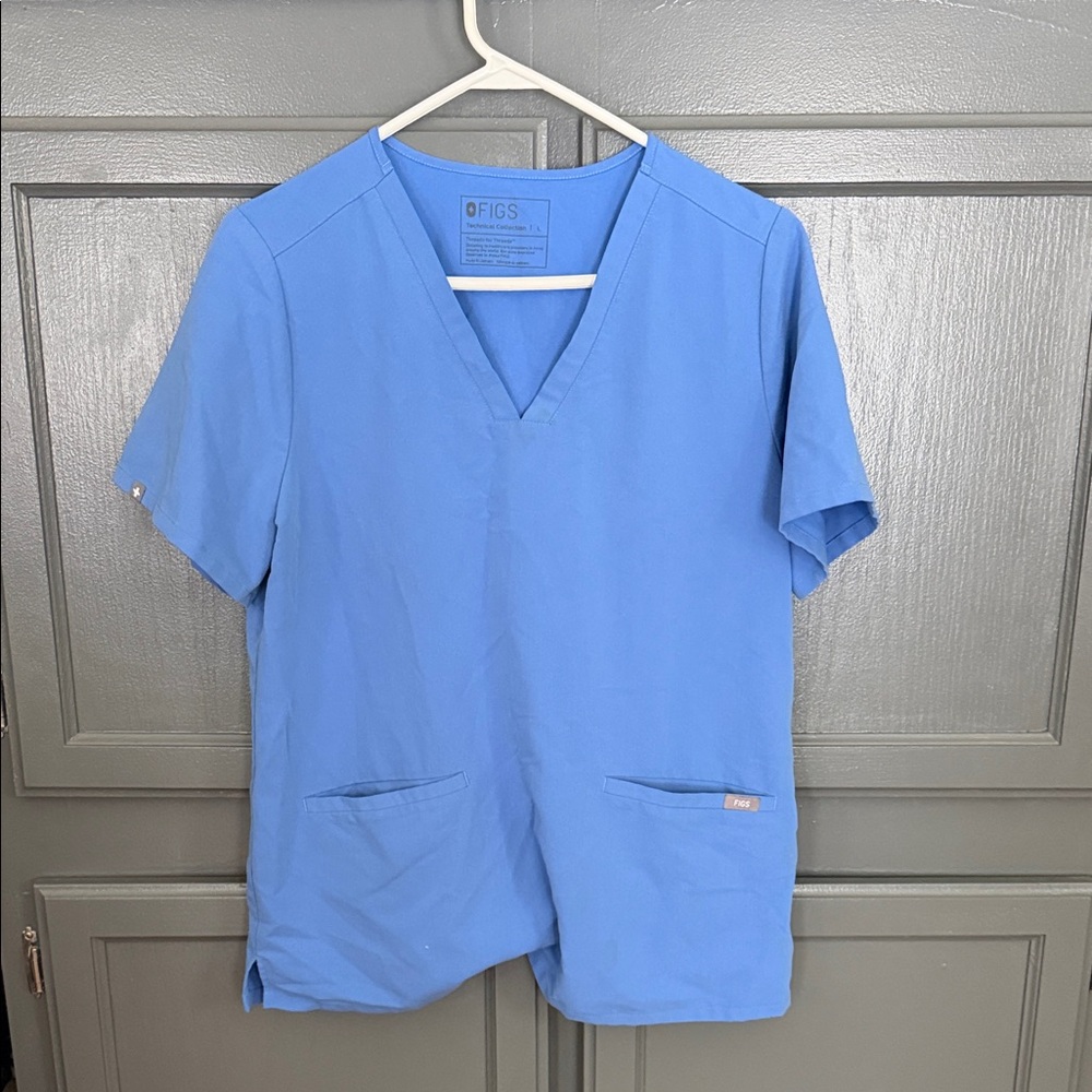Figs Classic Blue V-Neck Scrub Top